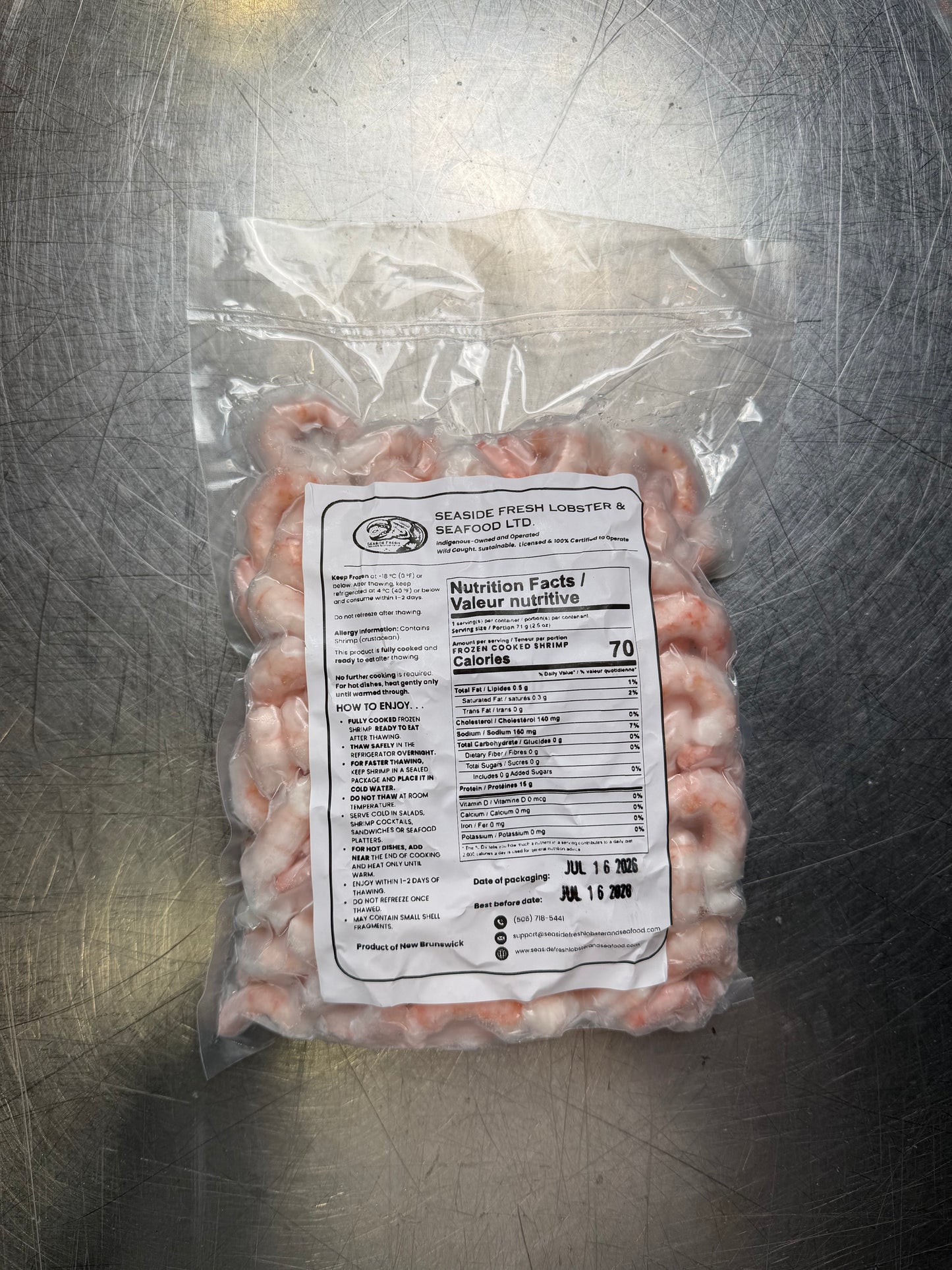 Frozen Cooked Canadian Shrimp